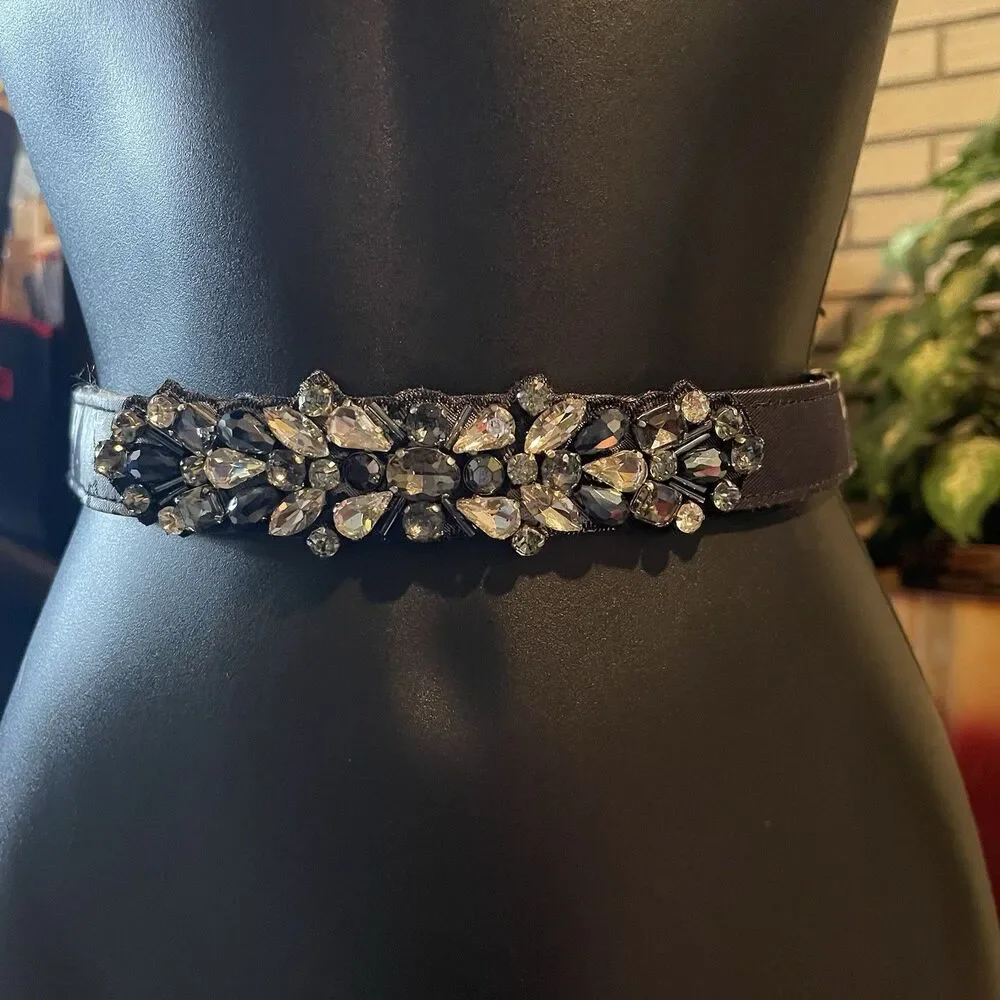 Eliza Women’s Belt Rhinestone Medallion Blue Multi Size 14 Formal Event Dressy